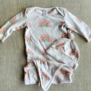 Nordstrom newborn Long Sleeve Knotted Swaddle Baby Sleep Sack with Hat
